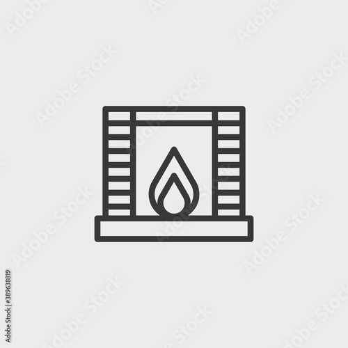 Fireplace icon isolated on background. Home decoration symbol modern, simple, vector, icon for website design, mobile app, ui. Vector Illustration