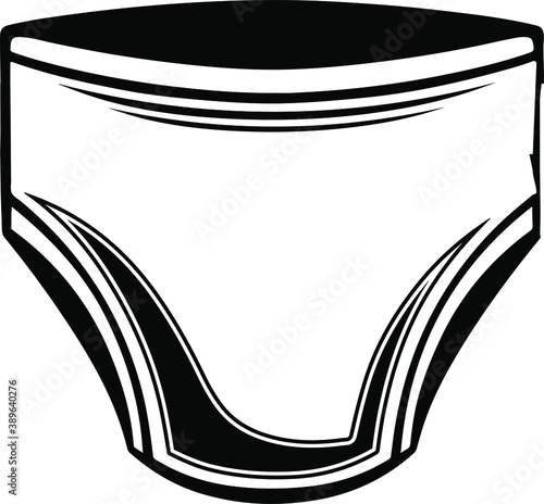 Disposable baby or adult diaper / nappy line art vector icon for apps and websites, diapers 3D render vector illustration pants