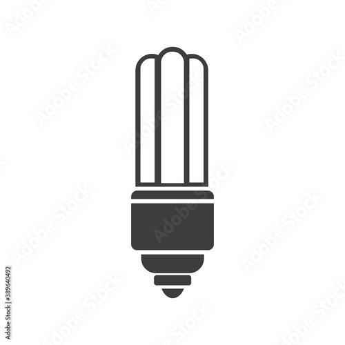 Fluorescent Lamp Black Icon - Black Vector Illustration Art