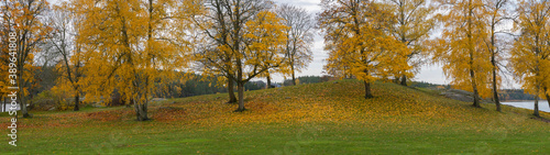 Color full autumn landscape in the district Bromma in Sweden
