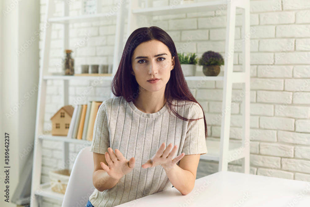 Calm female psychologist during consultation Calm female psychologist during consultation