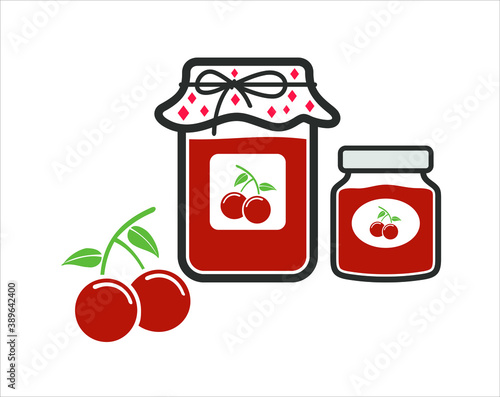 A collections of Cherry jam icon. Vector art.