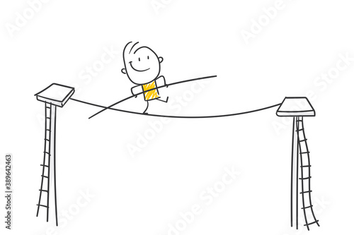 Strichfiguren / Strichmännchen: Balance, Drahtseilakt. (Nr. 563)