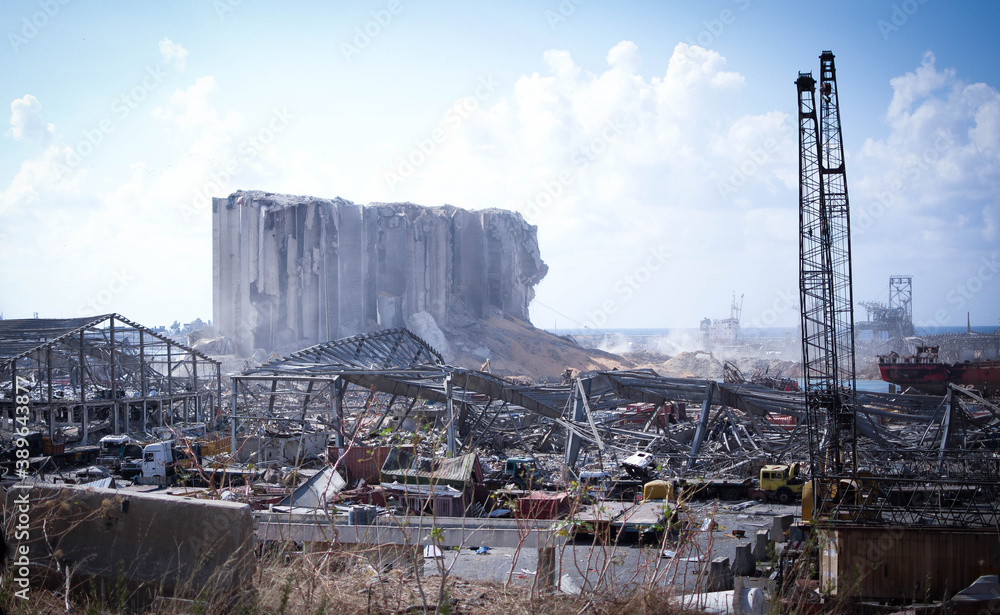 Fototapeta premium Broken buildings that are destroyed from Beirut's port explosion August 4th 2020