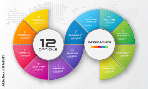 Timeline infographic template,Business concept with 12 options,Vector illustration.