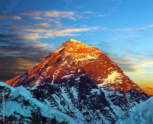 Mount Everest evening view Nepal Himalays mountains photo