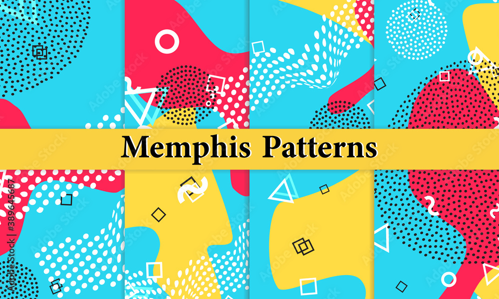 Set of Memphis Pattern. Fun Background.