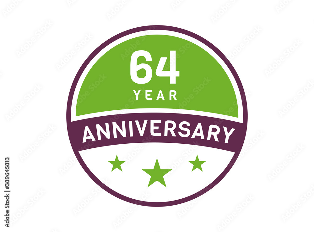64 years anniversary image, 64 year Anniversary logo isolated on white background 64 years anniversary image, 64 year Anniversary logo isolated on white background