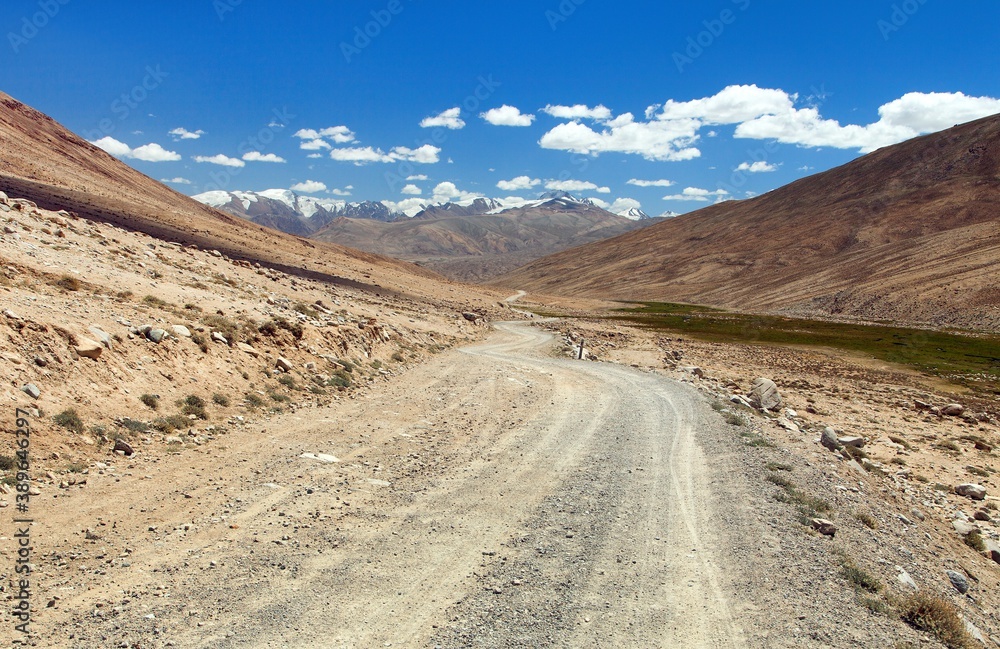 Pamir highway unpaved road Tajikistan