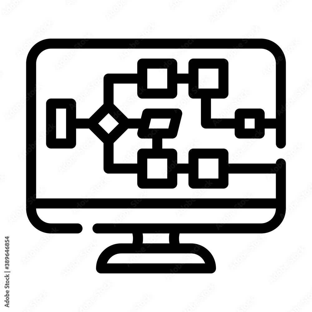 electrical circuit computer screen line icon vector illustration electrical circuit computer screen line icon vector illustration