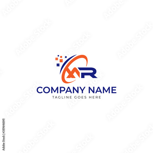 MR letters initials Technology logo design template