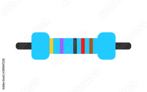 Electrical resistor symbol vector colored flat style. Thru-hole metal film resistor 1 and 4w icon