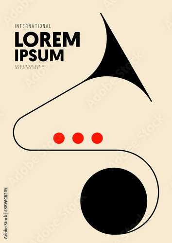 Music poster design template background with trumpet and geometric line photo