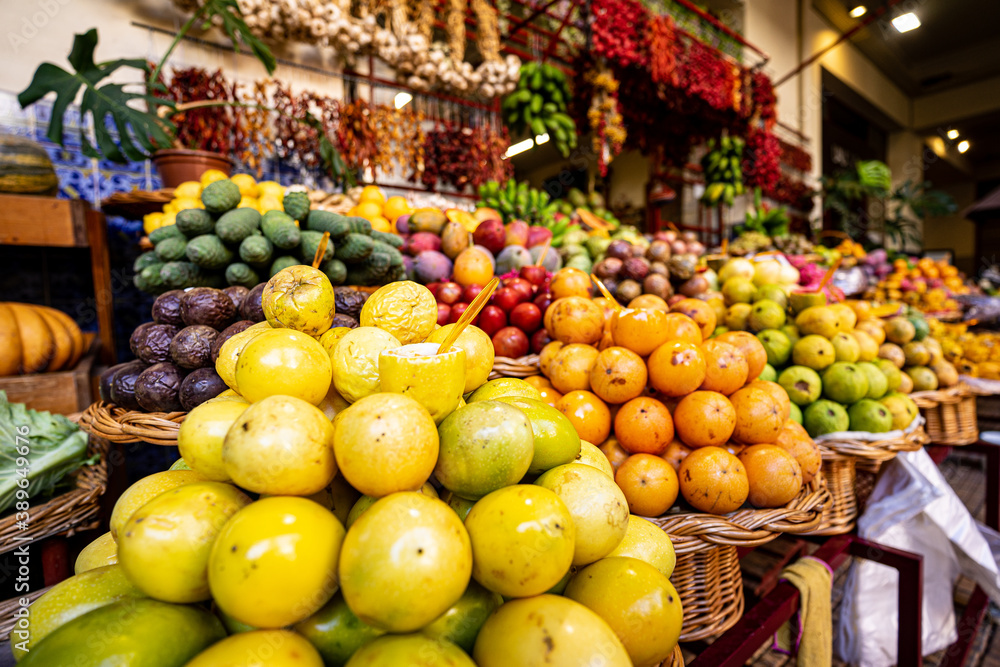 Fruits on Mercado dos Lavradores in Funchal,  Madeira