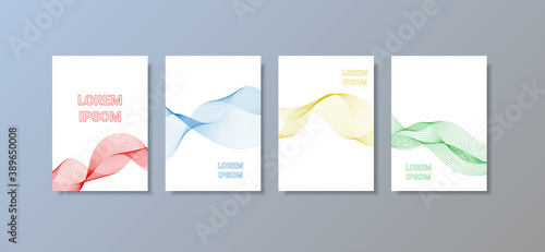 Modern flyers template with colorful wave line background. A4. Vector