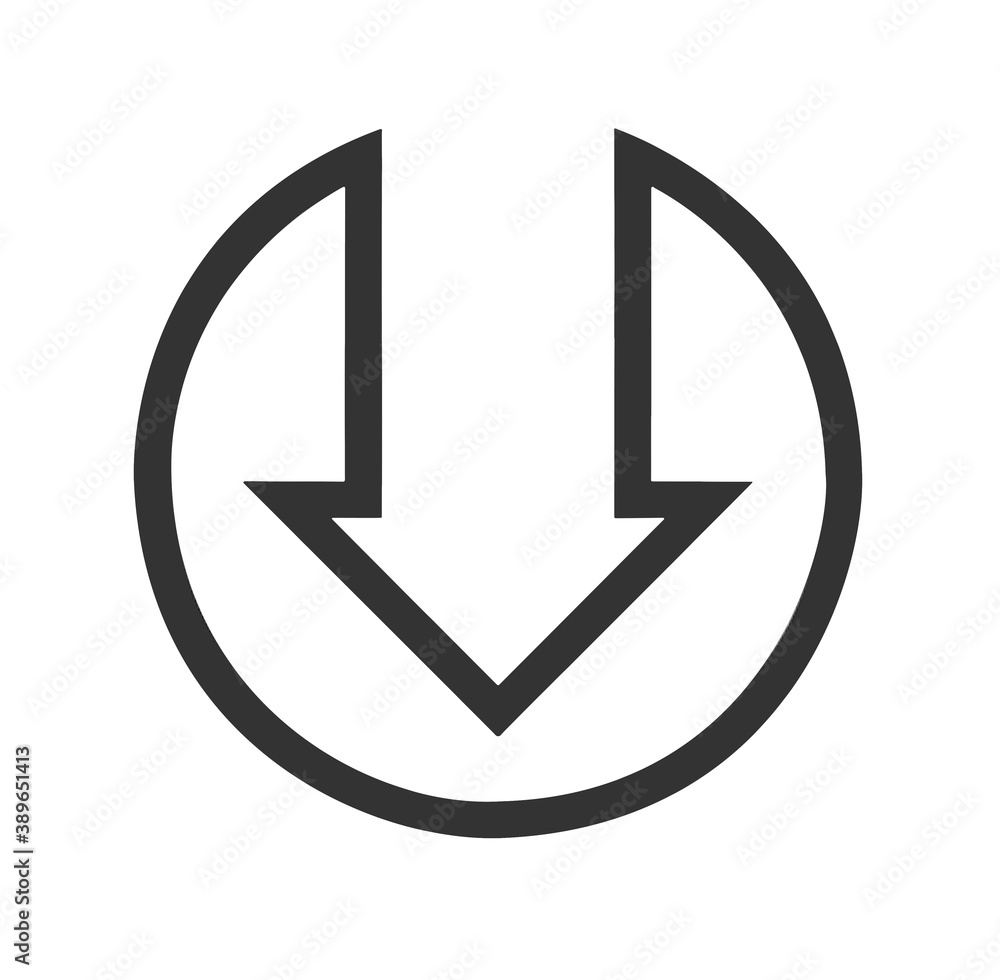 Black down arrow flat icon on white Background Black down arrow flat icon on white Background