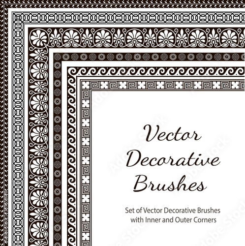 Decorative vector brushes with inner and outer corner.