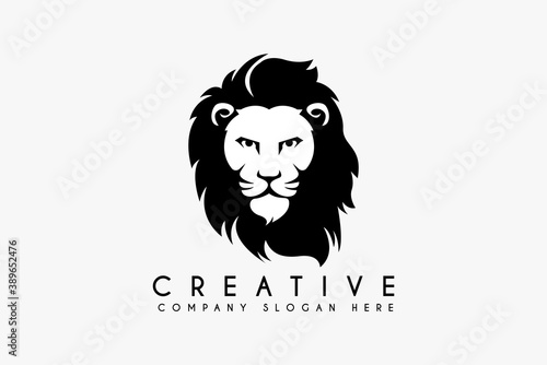 Lion head logo design vector illustration isolated on white background