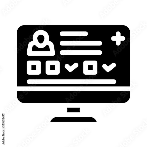 digital medical card glyph icon vector illustration