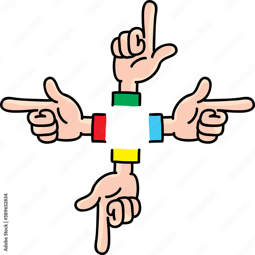forefingers with hands oriented in opposite directions forefingers with hands oriented in opposite directions