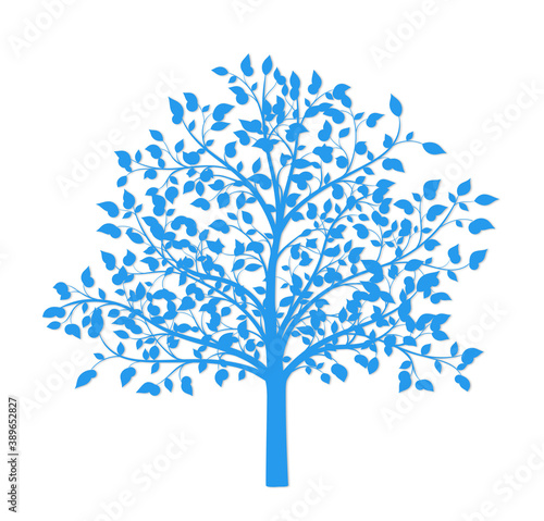 Drawing a tree in blue on a white background