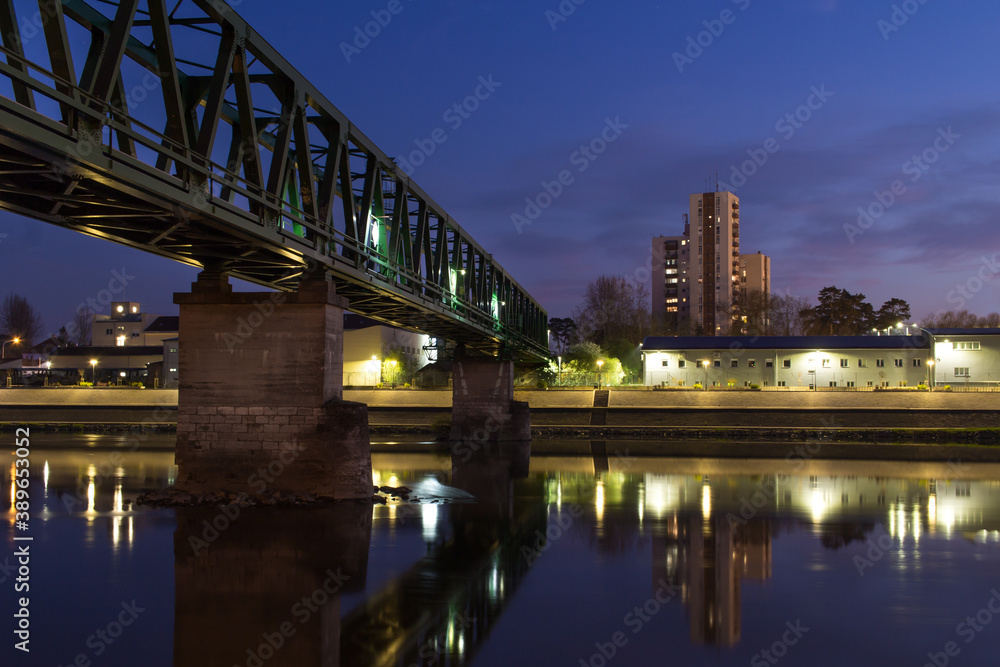 bridge over the river at night in Osijek