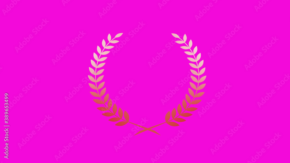 Obraz premium Amazing white and red gradient wreath logo icon on pink background, Best wheat icon