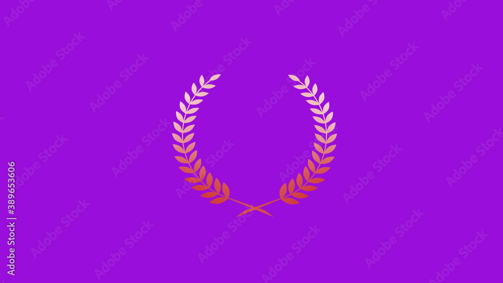 Amazing red and white color gradient wreath logo icon on purple background, Best wheat icon Amazing red and white color gradient wreath logo icon on purple background, Best wheat icon