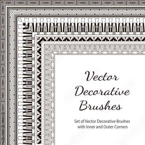 Set of Vector Decorative Brushes with Inner and Outer Corners.