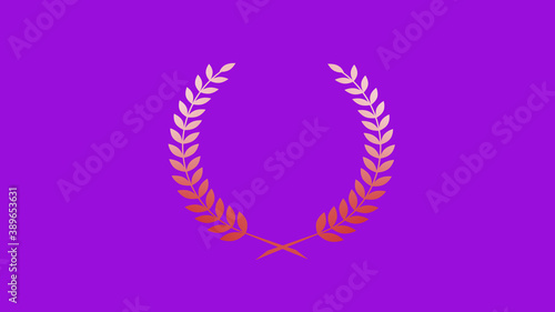 Amazing red and white color gradient wreath logo icon on purple background, Best wheat icon