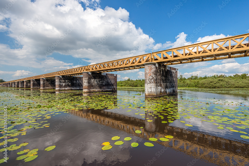 The Moerputtenbrug is a former Dutch railway bridge. The bridge was used as a railway bridge from 1887 to 1972. Currently, the restored bridge is a footpath above a wetland nature reserve.