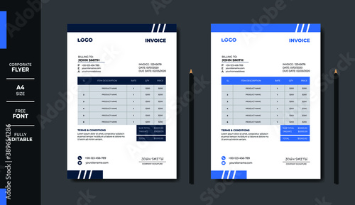 Professional Corporate Business Invoice Template Design	