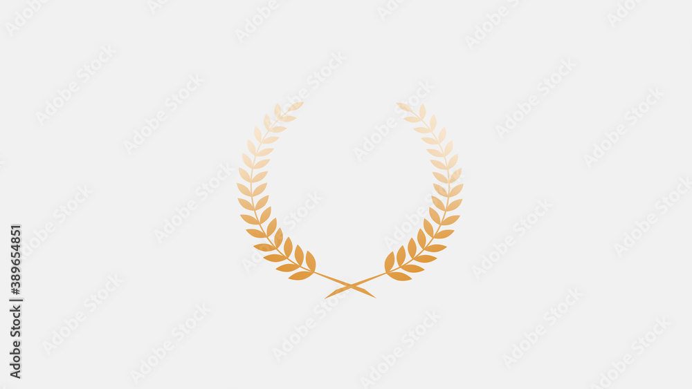 Brown gradient wreath icon on white background, New wheat icon Brown gradient wreath icon on white background, New wheat icon