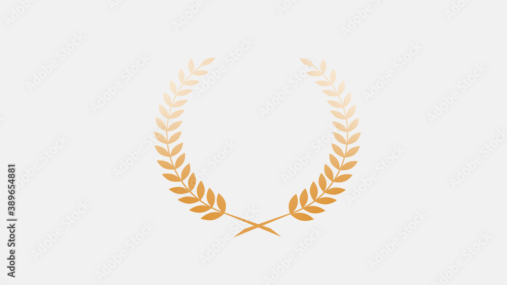 Brown gradient wreath icon on white background, New wheat icon Brown gradient wreath icon on white background, New wheat icon