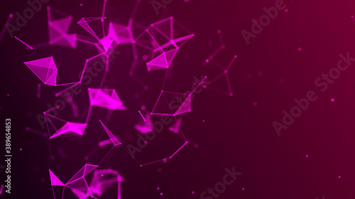 Network connection structure. Big data complex with compounds. Abstract purple digital background. Science background. 3D rendering. © Vadym