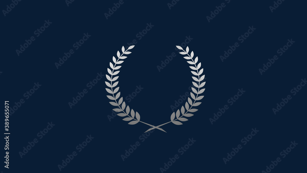 Beautiful gray gradient wheat logo icon on aqua dark background, Wheat icon