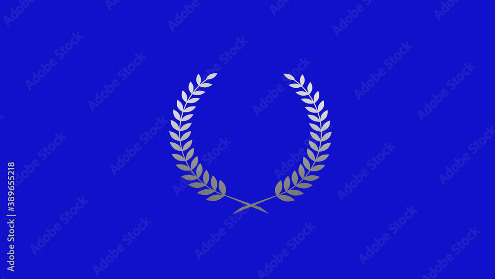 Amazing gray and white gradient wreath icon on blue background, Wreath icon Amazing gray and white gradient wreath icon on blue background, Wreath icon