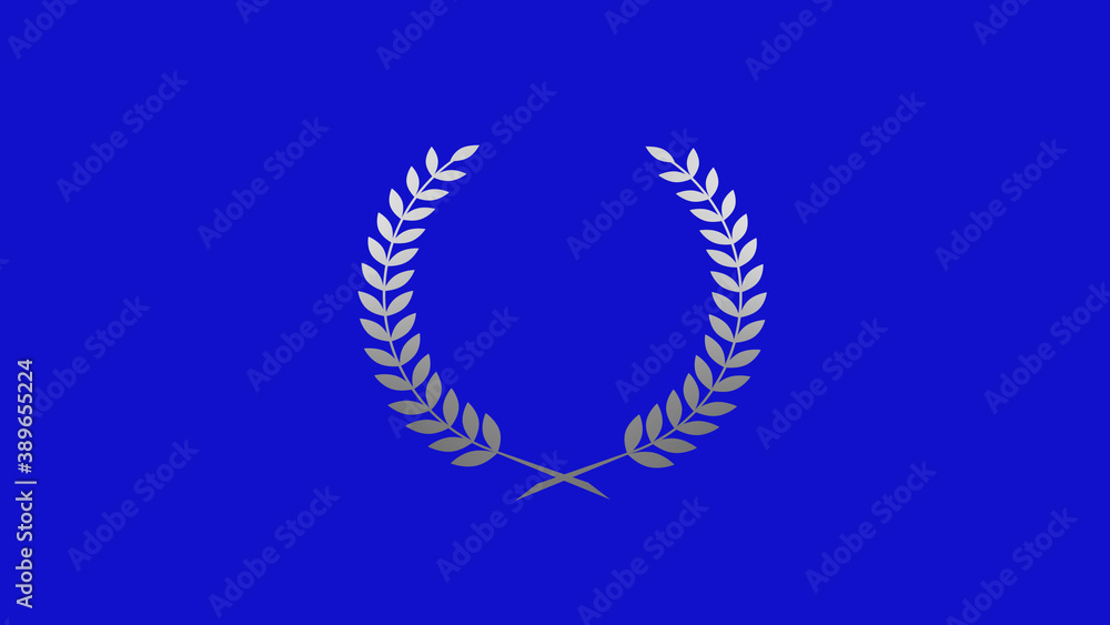 Amazing gray and white gradient wreath icon on blue background, Wreath icon Amazing gray and white gradient wreath icon on blue background, Wreath icon