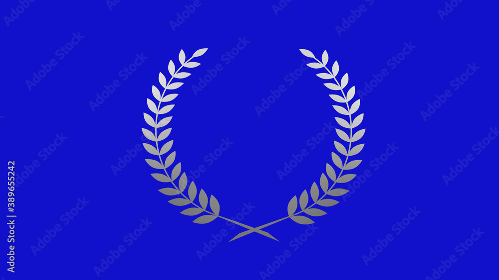 Amazing gray and white gradient wreath icon on blue background, Wreath icon Amazing gray and white gradient wreath icon on blue background, Wreath icon
