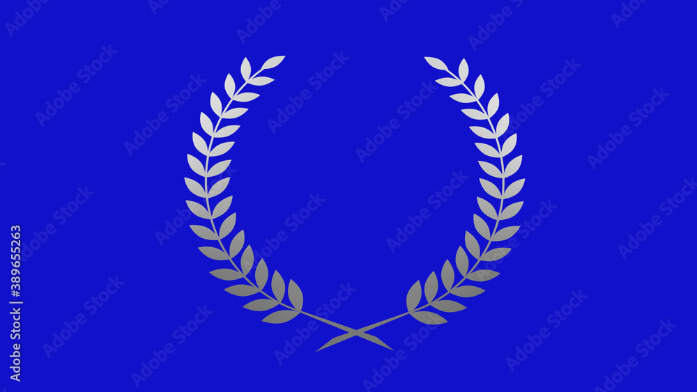 Amazing gray and white gradient wreath icon on blue background, Wreath icon Amazing gray and white gradient wreath icon on blue background, Wreath icon