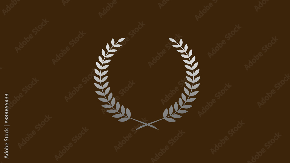 Amazing gray and white wreath logo icon on brown dark background, Wheat icon Amazing gray and white wreath logo icon on brown dark background, Wheat icon
