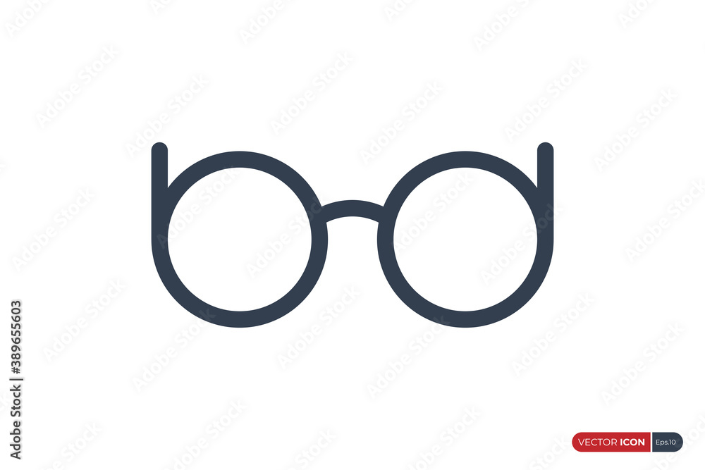 Simple Glasses Icon Vector isolated on White Background. Flat Vector Icon Design Template Element. Simple Glasses Icon Vector isolated on White Background. Flat Vector Icon Design Template Element.