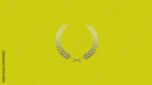 Gray gradient wreath logo icon on yellow background, New wheat icon