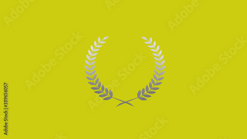 Gray gradient wreath logo icon on yellow background, New wheat icon