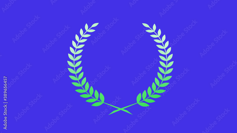 Amazing green gradient wreath icon on blue background