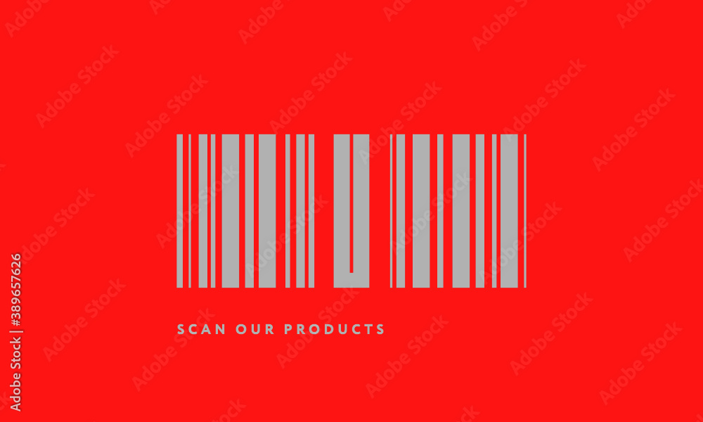 Premade barcode logo initials monogram silver modern bar code on red background Premade barcode logo initials monogram silver modern bar code on red background