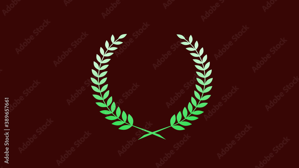 Best green and white gradient wheat icon on red dark background, New wreath logo icon Best green and white gradient wheat icon on red dark background, New wreath logo icon