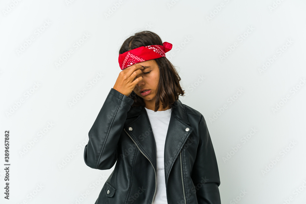 Young latin rocker woman isolated on white background Young latin rocker woman isolated on white background