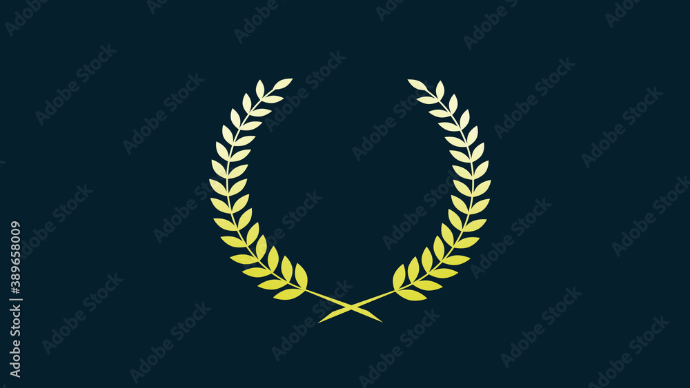 Amazing white and yellow color gradient wheat logo icon on aqua dark background, New wreath icon Amazing white and yellow color gradient wheat logo icon on aqua dark background, New wreath icon