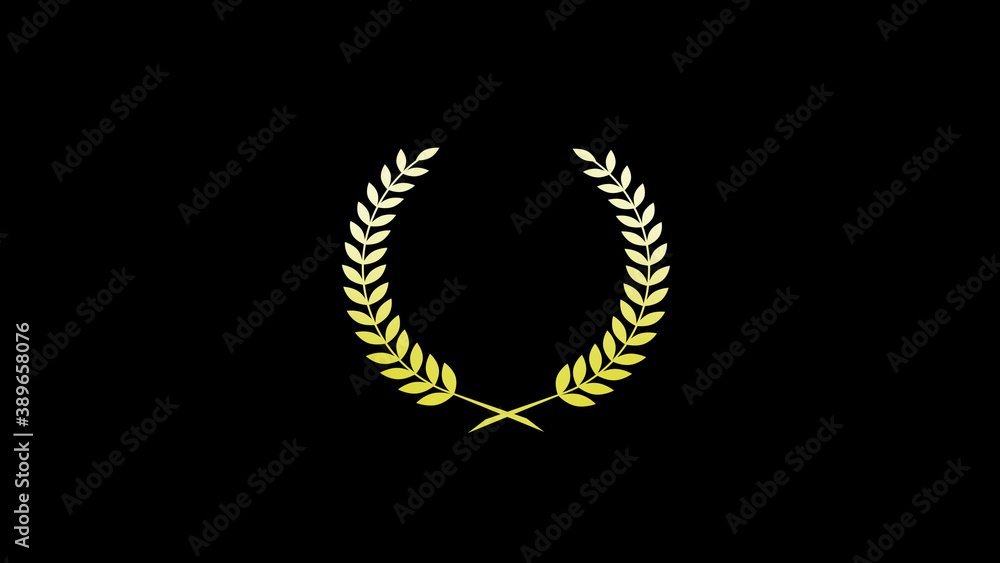 Amazing white and yellow gradient wreath icon on black background, New wheat icon Amazing white and yellow gradient wreath icon on black background, New wheat icon